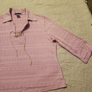 Vintage 90s Fashion Bug Lace Up Shirt - Pink